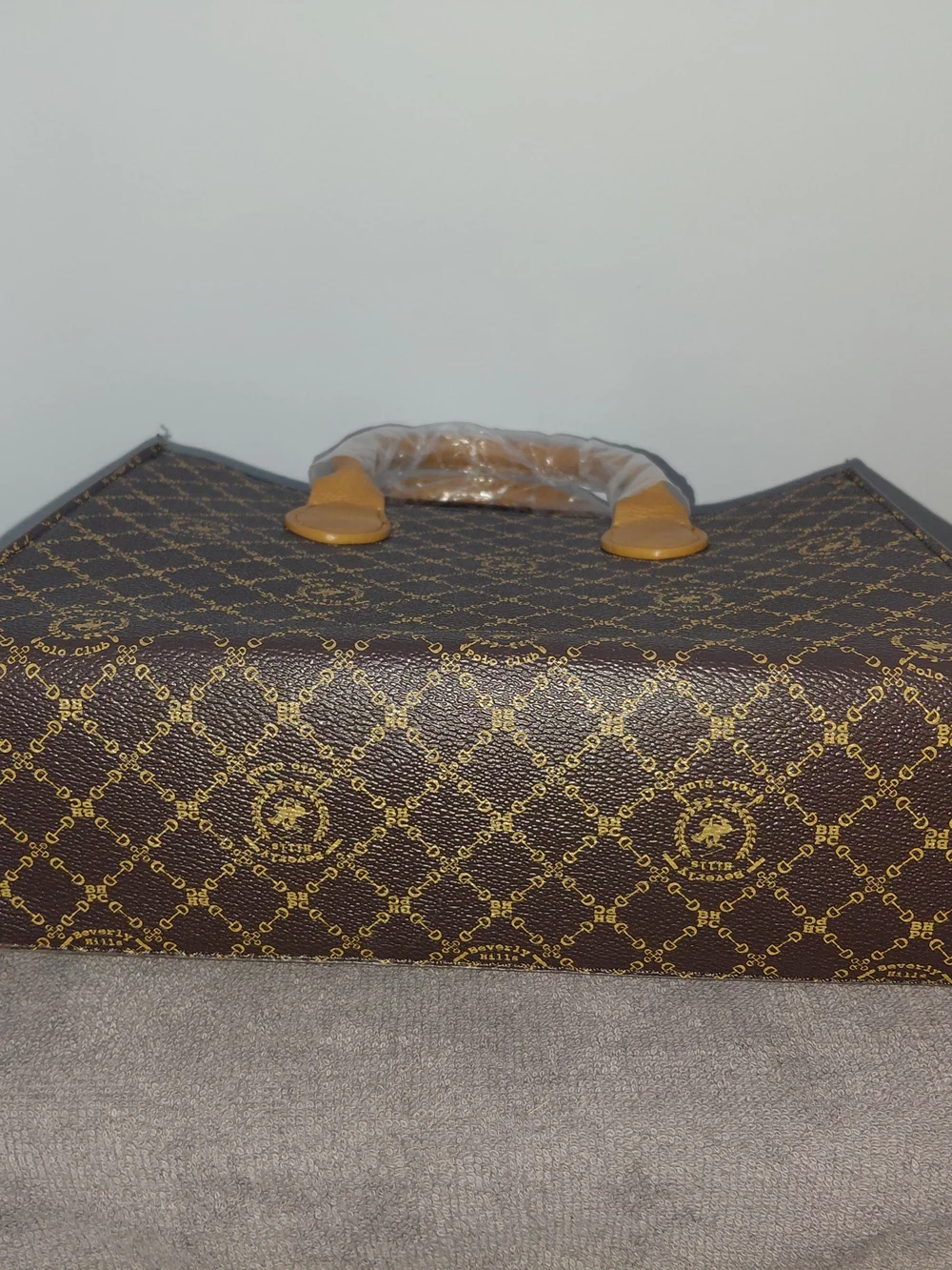 Beverly Hills Polo Club Brown and Tan Monogram Laptop Tote